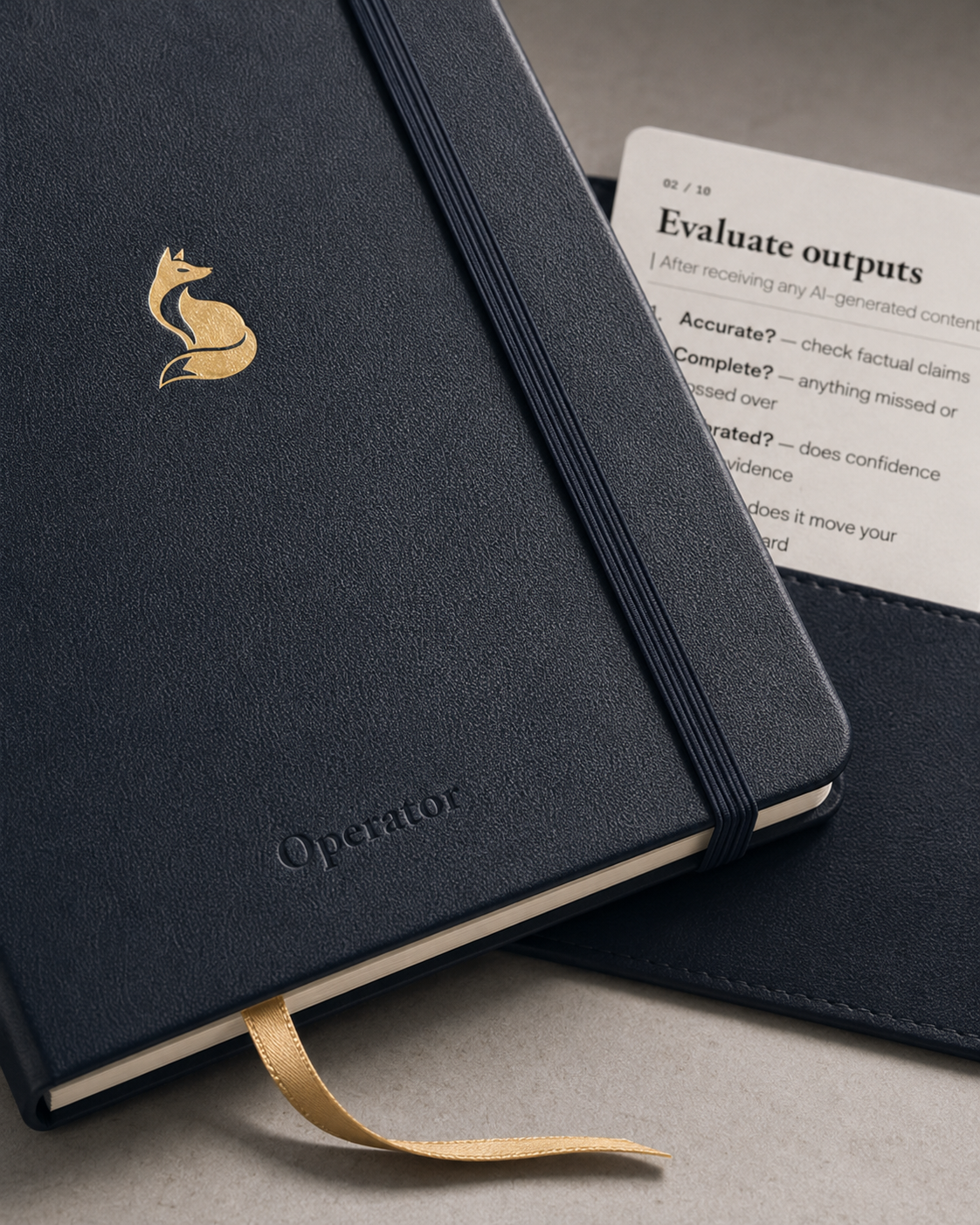 Operator Notebook — cover detail and deboss
